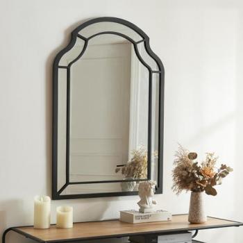 Espejo de Pared Puolanka 90x60 cm con Marco MDF Negro - Diseño Estético