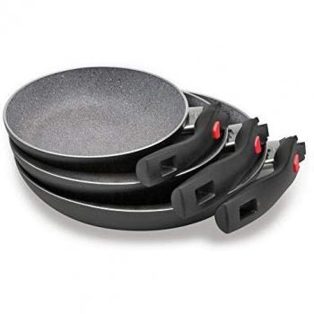 BALLARINI Sartén Antiadherente, Aluminio, Negro, 0 cm, 3 Unidades