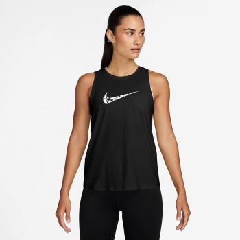 Camiseta Dri-FIT Nike One Swoosh para mujer - negra, manga corta