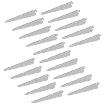 EMUCA Escuadra de Estante Blanca para Perfil Cremallera perforación Doble 32mm, cartela Doble de Largo 170mm, Pack de 20 Piezas