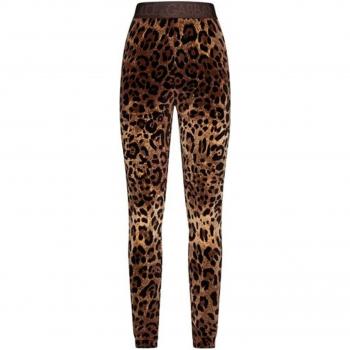 Dolce & Gabbana Women's Leopard Jacquard Leggings in Brown | Size S | Color S8350