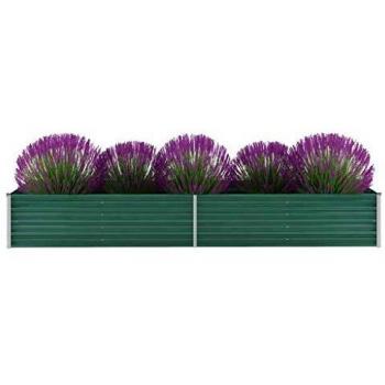 vidaXL Arriate de Jardín Acero Galvanizado 320x80x45cm Verde Florero Patio