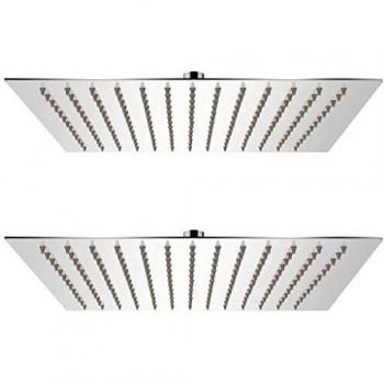 vidaXL 2X Cabezales Ducha Efecto Lluvia Acero Inoxidable 25x25cm Cuarto Baño