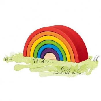 Bloques de Construcción Arco Iris Pequeño de Madera de Arce - 7 Piezas con Colores a Base de Agua