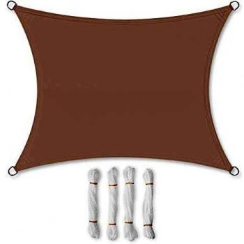 SONGMICS 2 x 3 m Vela Solar, Resistente al Agua Más Que 1000 mm, 93% Protección UV Vela Solar en Poliéster Resistente a Desgarro y Intemperie, para Patio de Jardín Terraza Camping, Color Topo GSH23TP