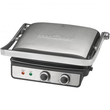 Proficook KG 1029 - Grill de asar con tapa basculante, doble apertura 180º, 2000 W, color negro y gris