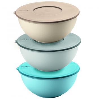 Set de 3 boles de preparación Guzzini 16 cm con tapa, color azul