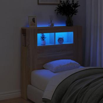 Cabecero LED Sonoma Roble 100x18,5x103,5 cm Madera multicapa