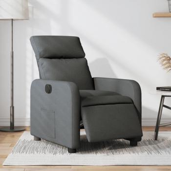 Sillón reclinable eléctrico de tela en color gris claro, gris oscuro y negro, ideal para dormitorio y como silla relax cómoda