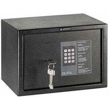 Arregui 31010 Caja Fuerte de sobreponer electrónica con Llave. 350x250x250 mm, Negro texturado, 350 x 250 x 250 mm