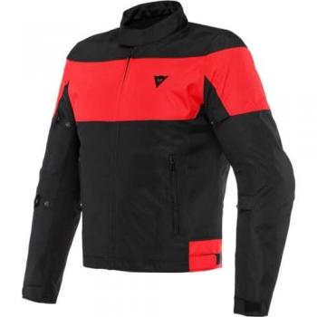 Dainese Elettrica Air Tex Chaqueta textil de motocicleta con características de ventilación, impermeable, corte ergonómico, protección en hombros y codos, color negro y rojo, talla 50
