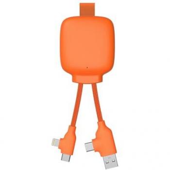 Cargador Universal y Batería Externa 3000 mAh con Cable Multiconector USB 4 en 1 de Plástico Reciclado - Xoopar Gamma Lite Naranja