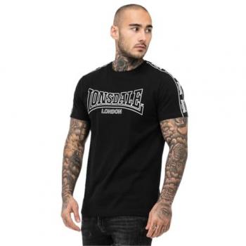 Camiseta de Manga Corta Lonsdale Vementry Negra/Blanca 2XL para Hombre