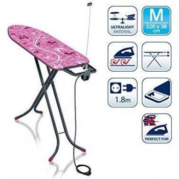 Leifheit Tabla de planchar plegable Air Board Compact M para planchas de vapor Edición limitada gris rosáceo, mesa de planchar ultraligera, tabla de planchado en menos tiempo