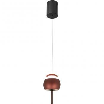 Lámpara colgante Roller LED 12W color café Ø 9,6 cm regulable en altura con barra de tracción