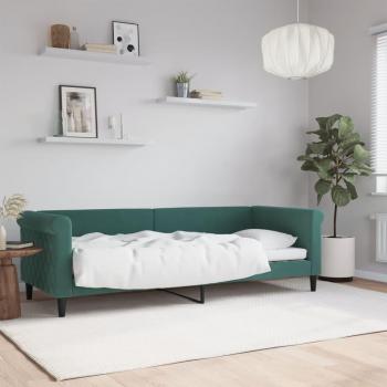 Cama de día terciopelo verde oscuro 80x200 cm