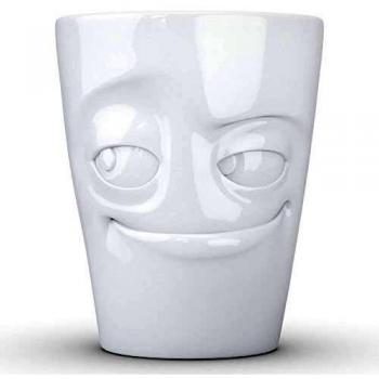 Taza de Cerámica Blanca con Cara Traviesa 350 ml