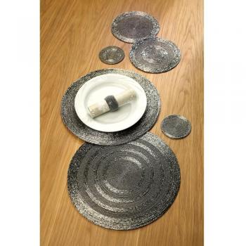 'Posavasos perlas de cristal, Gris, Juego de 4