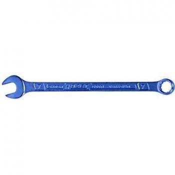 Llave combinada HAZET 600N-7, entrecaras 7 mm, cromada, cabeza acodada a 15 grados, salida hexágono doble externo, eje con perfil extra robusto en doble T