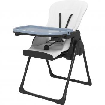 Trona para Bebé Ajustable y Reclinable con Doble Bandeja, Ruedas y Cinturón de Seguridad 70x53x107 cm Negro y Blanco