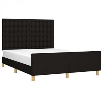 Estructura de cama con cabecero tapizado en tela negro 140x200 cm