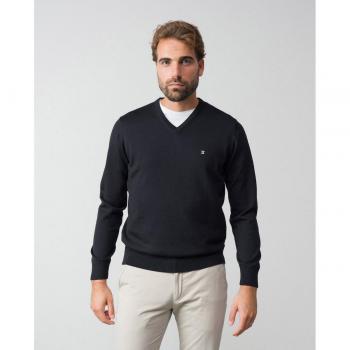 Jersey de hombre negro cuello pico