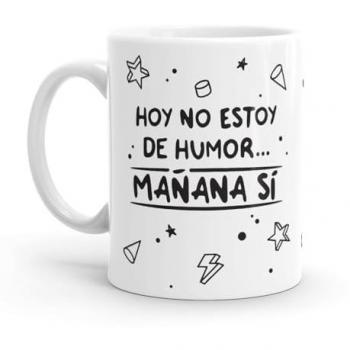 Taza Minimalista Resistente - Hoy No Estoy de Humor - Original para Café, Apta para Microondas y Lavavajillas