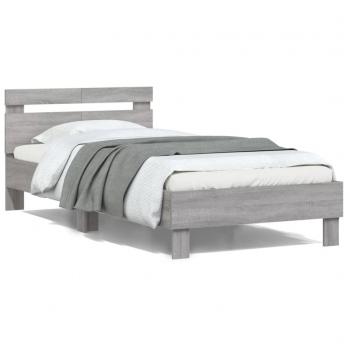 Cama solar con cabecero y luces LED Sonoma gris 100x200 cm