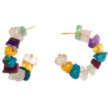 Pendientes de Aro Mermaid Zanzíbar con piedras naturales multicolor
