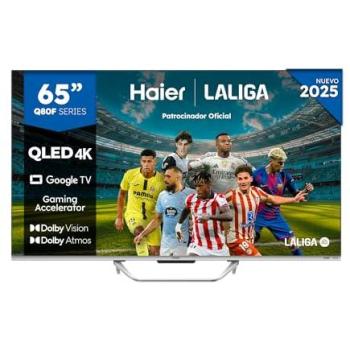 Televisor QLED 65 Haier H65Q80FUX UHD 4K, Smart Google TV, HDR10+, Dolby Atmos y Vision, Gaming 120Hz