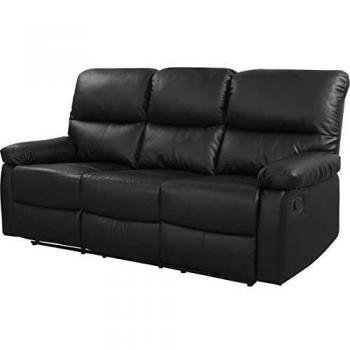habitatetjardin Sofá reclinable 3 plazas Lincoln - Color Negro