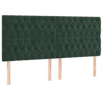 Cabecero de cama tapizado en terciopelo verde oscuro con luces LED 180x7x118/128 cm