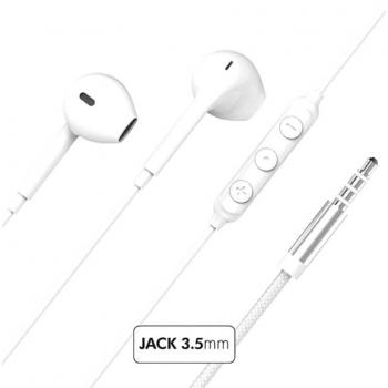 Auriculares con Cable Jack 3,5mm Blancos, Diseño Reforzado y Ecológicos