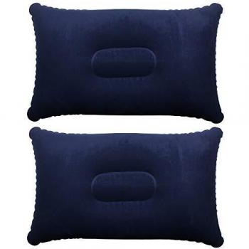 TRIXES 2 x Almohadas Inflables - para Viajar, la Playa o Cámping - Tacto Suave - Pequeño Tamaño Portátil - Azul Oscuro