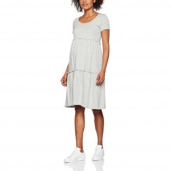 MAMALICIOUS Mlana S/S Jersey V, Vestido para Mujer, Gris