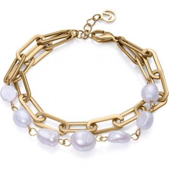 Pulsera de Acero con Perla Cultivada en Ip Dorado Viceroy Chic
