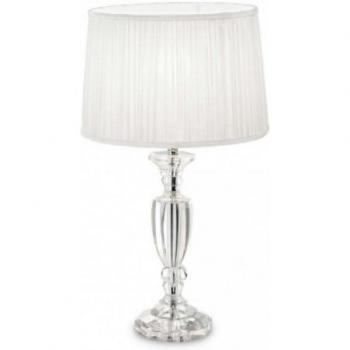 Lámpara de mesa de diseño blanca KATE 1 bombilla, Ideal Lux - Kate - Lámpara de mesa 1 luz Cromo, Cristal con pantalla redonda, E27