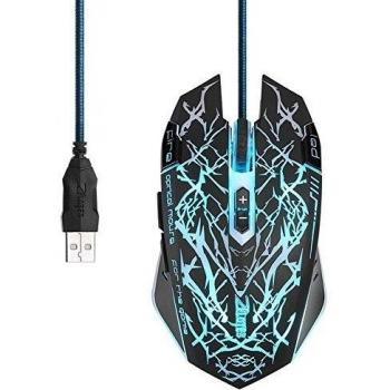 iisport Colorido LED óptico Ratón para juegos, 7 Colors, 2500DPI y hasta 6000DPI, 9 Profesional Botones programables para gaming