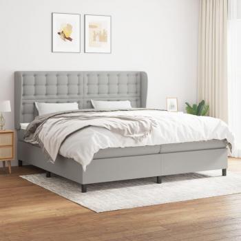 Cama box spring con colchón de muelles gris claro 200x200 cm tela