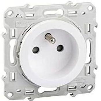 Schneider Electric S520039 Odace Base 2P+TTF con Seguridad, 16A, 71mm x 71mm x 42.5mm, Blanco, Caja de 10