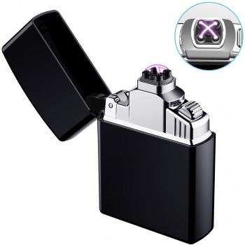 Arc Encendedor, AngLink Eléctrico Mechero USB Batería Doble láser sin llama Resistente al Viento Arc Encendedor Plasma más Ligero para los Fumadores – Cable USB Iincluido