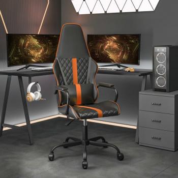 Silla Gaming Cuero Sintético Negro y Naranja