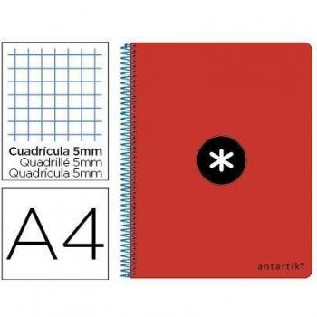 Cuaderno espiral liderpapel a4 antartik tapa dura 80h 100 gr cuadro 5mm color rojo.