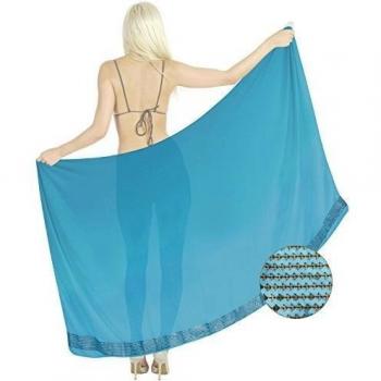 La Leela súper ligero de lentejuelas de gasa bordada pareo 72x42inch royalblue