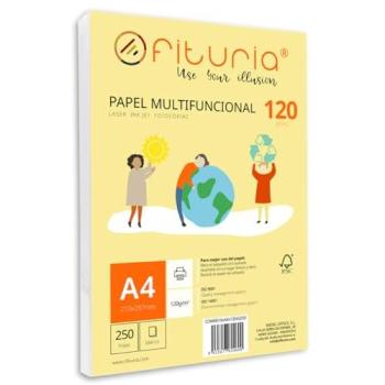 Paquete de Folios A4 120gr - 250 Hojas Blancas, Papel Multifuncional para Impresoras y Fotocopiadoras