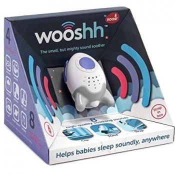 Máquina de Sonido Portátil Rockit Wooshh - Dispositivo de Ruido Blanco Recargable con 8 Sonidos Relajantes, Ayuda para Dormir Bebés y Niños Pequeños, Con Correa y Cable
