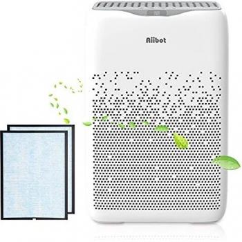 Aiibot Purificador de Aire para Hogar con Filtro HEPA,4 en 1 Filtración y Ionizador,Silencioso,4 Velocidades de Ventilación,Humo,Polvo,Polen,Caspa de Mascotas,Olores,Gérmenes,Moho,hasta 55 m²