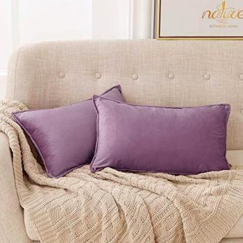 Deconovo Fundas para Cojines de Almohada del Sofá Cubierta Suave Decorativa Protector para Hogar 30 x 50 cm 2 Piezas Púrpura Claro