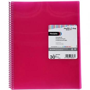 Grafoplás 39833354. Carpeta de Fundas y Tarifarios, A4, 30 Fundas, Color Rosa/Fucsia, Maxiplás Multiline