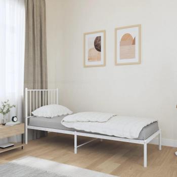 Cama de metal con cabecero blanco 80x200 cm